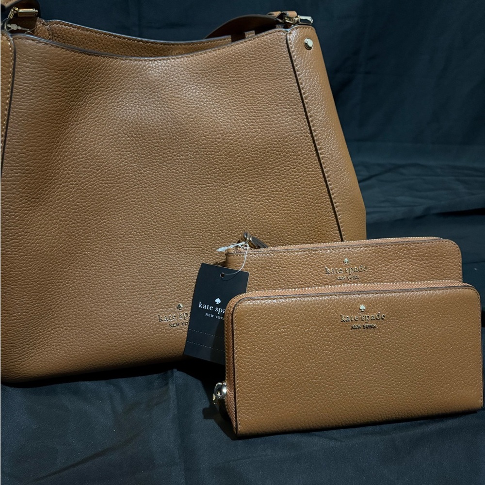 Kate Spade Tan Leather Shoulder Bag Set